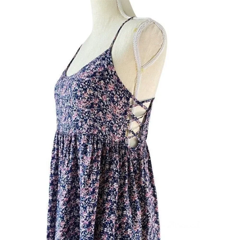 Elodie Floral Lattice Sides Mini Summer Dress S